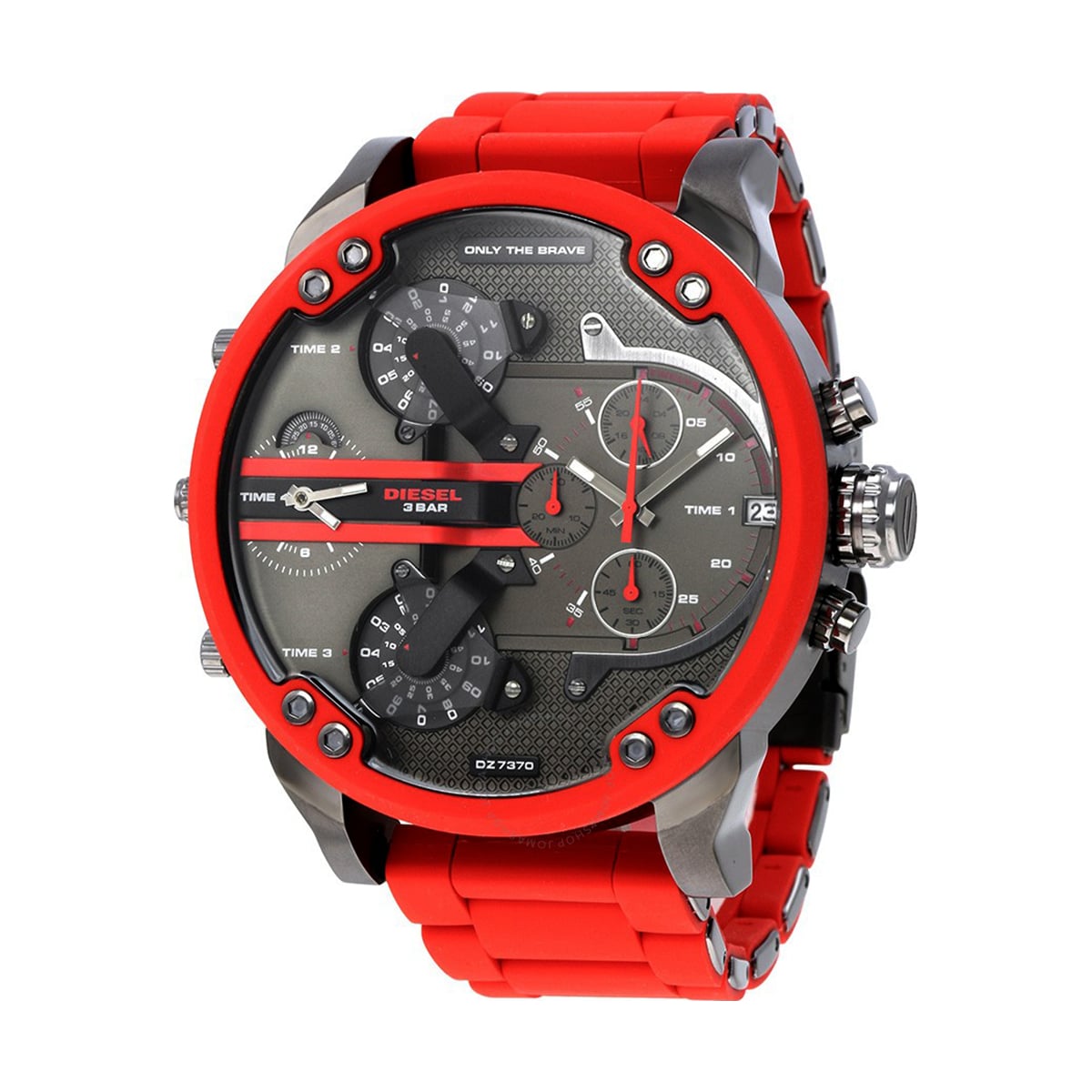 RELOJ DIESEL HOMBRE ANÁLOGO DZ7370 MR DADDY RED AND SILVER NUEVO ORIGINAL - 1