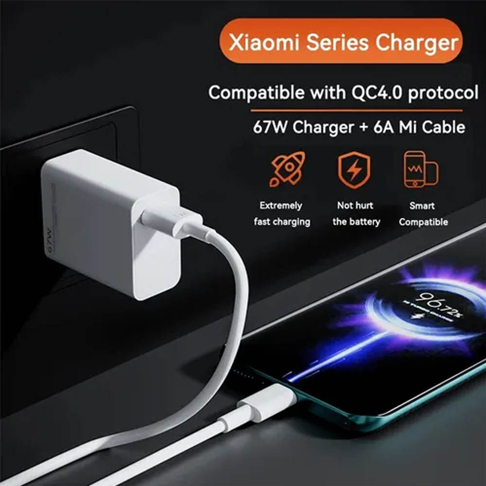 CARGADOR 67W CARGA RÁPIDA PARA XIAOMI CABLE TIPO C - 3
