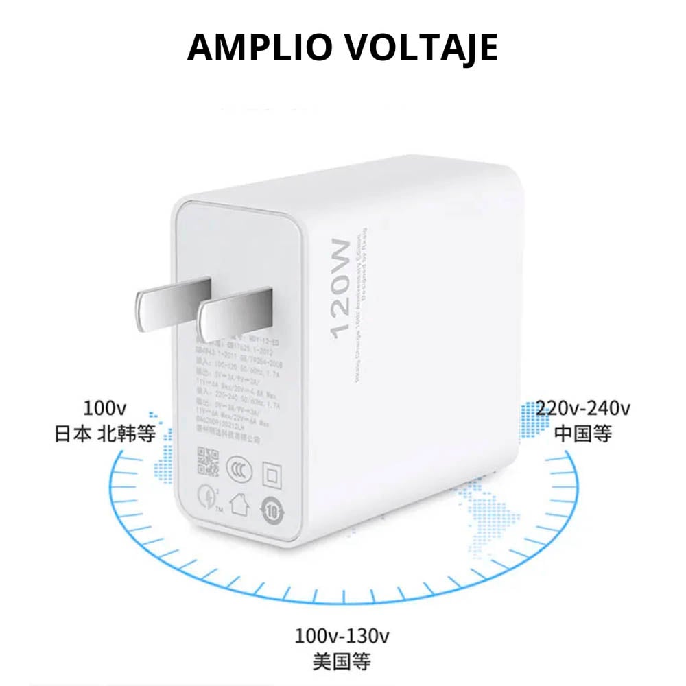 CARGADOR 120W CARGA RÁPIDA PARA XIAOMI CABLE TIPO C - 3