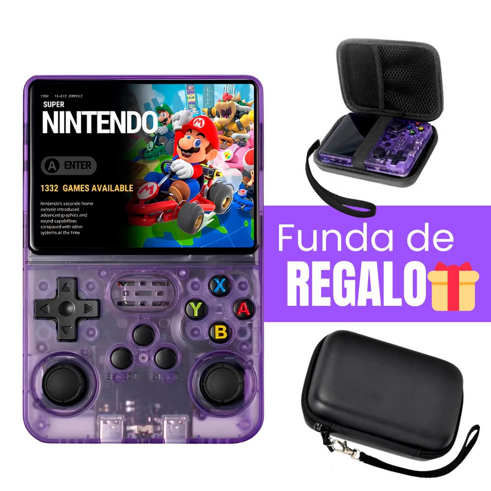 CONSOLA DE VIDEOJUEGOS PORTÁTIL R36S VIOLETA GRATIS ESTUCHE - 1