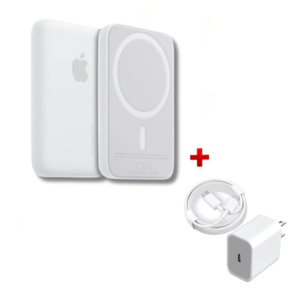 CARGADOR PORTATIL MAGSAFE PARA IPHONE DE 20 000 MAH + CUBO 20W + CABLE DE CARGA - 1