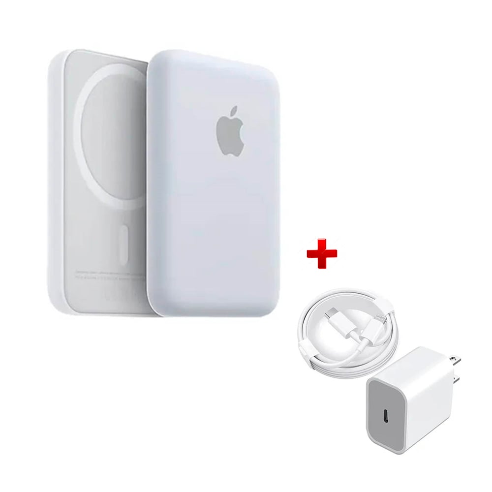 CARGADOR PORTATIL MAGSAFE PARA IPHONE DE 10 000 MAH + CUBO 20W + CABLE DE CARGA - 1
