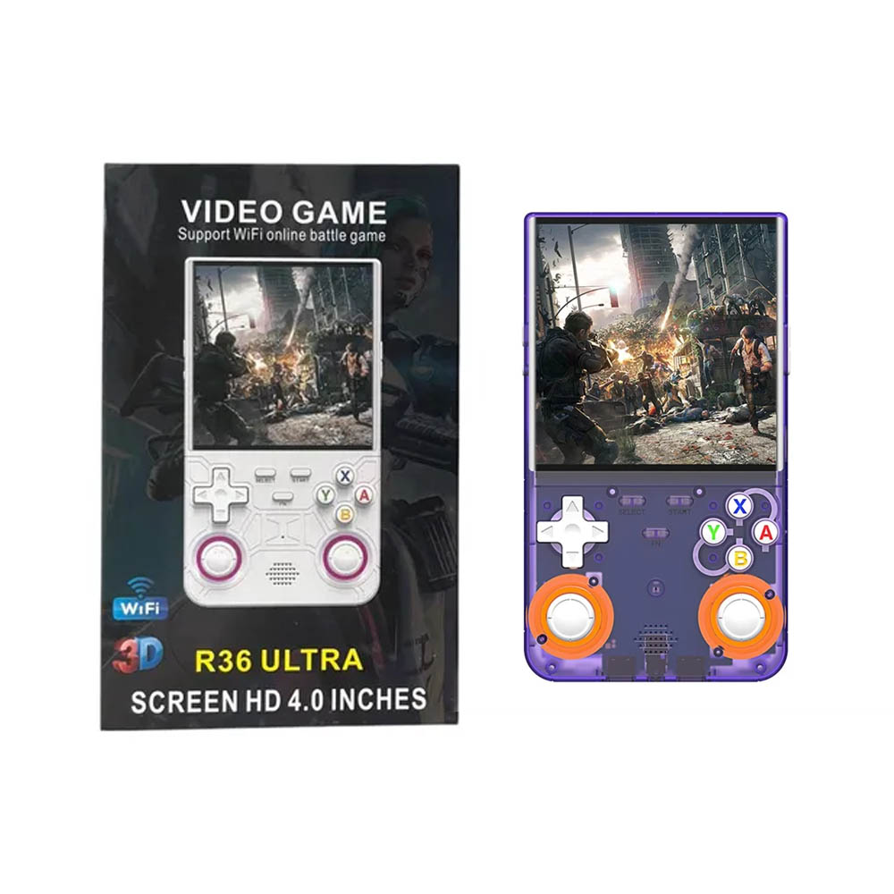 CONSOLA DE VIDEOJUEGOS PORTÁTIL RETRO R36 ULTRA HD MORADO FUNDA GRATIS - 2