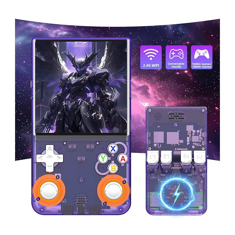 CONSOLA DE VIDEOJUEGOS PORTÁTIL RETRO R36 ULTRA HD MORADO FUNDA GRATIS - 4