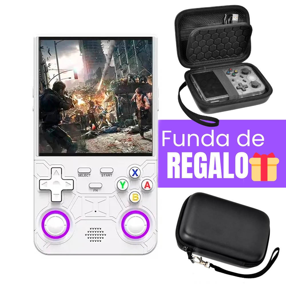 CONSOLA DE VIDEOJUEGOS PORTÁTIL RETRO R36 ULTRA HD BLANCO FUNDA GRATIS - 1