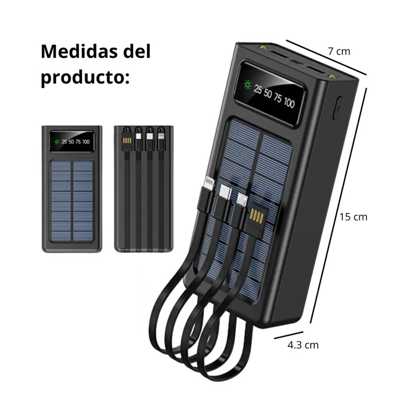 CARGADOR PORTÁTIL POWER BANK 45 000 MAH DE-2010 DEMGEL CARGA SOLAR - 3