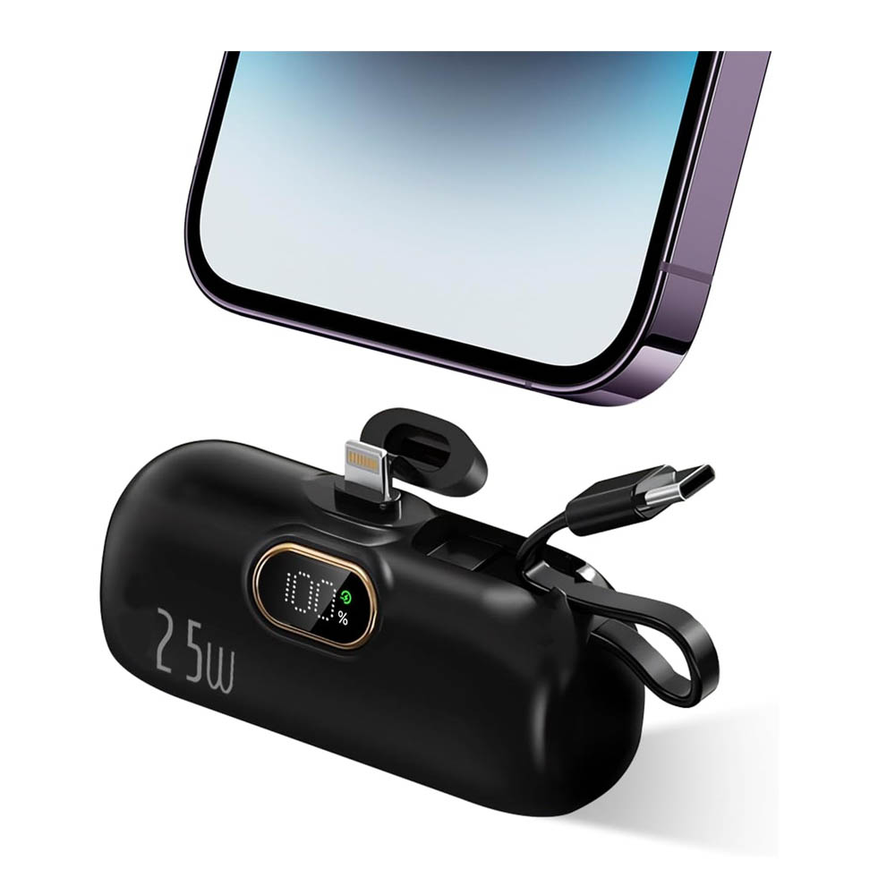MINI CARGADOR PORTÁTIL DEMGEL DE-2028 PARA ANDROID Y IPHONE 6500 MAH PD 25W NEGRO - 3
