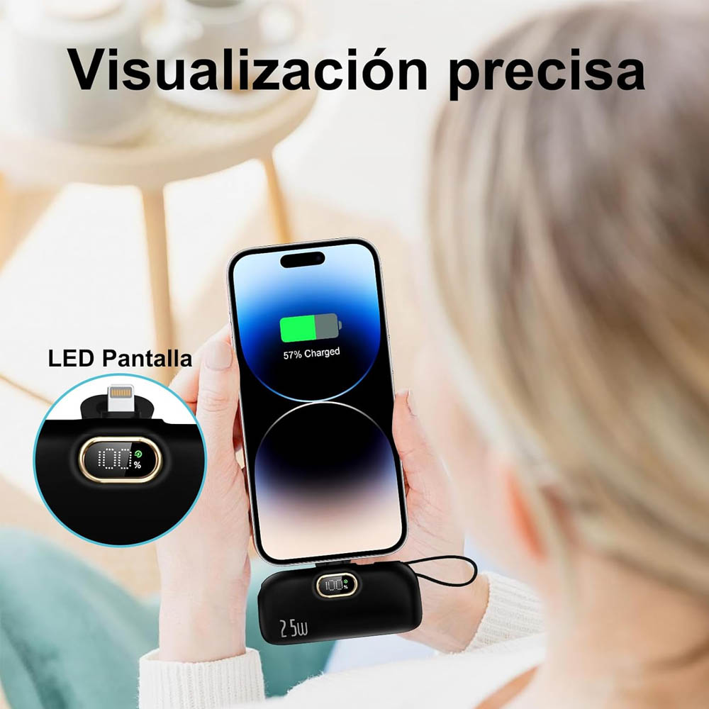 MINI CARGADOR PORTÁTIL DEMGEL DE-2028 PARA ANDROID Y IPHONE 6500 MAH PD 25W NEGRO - 4