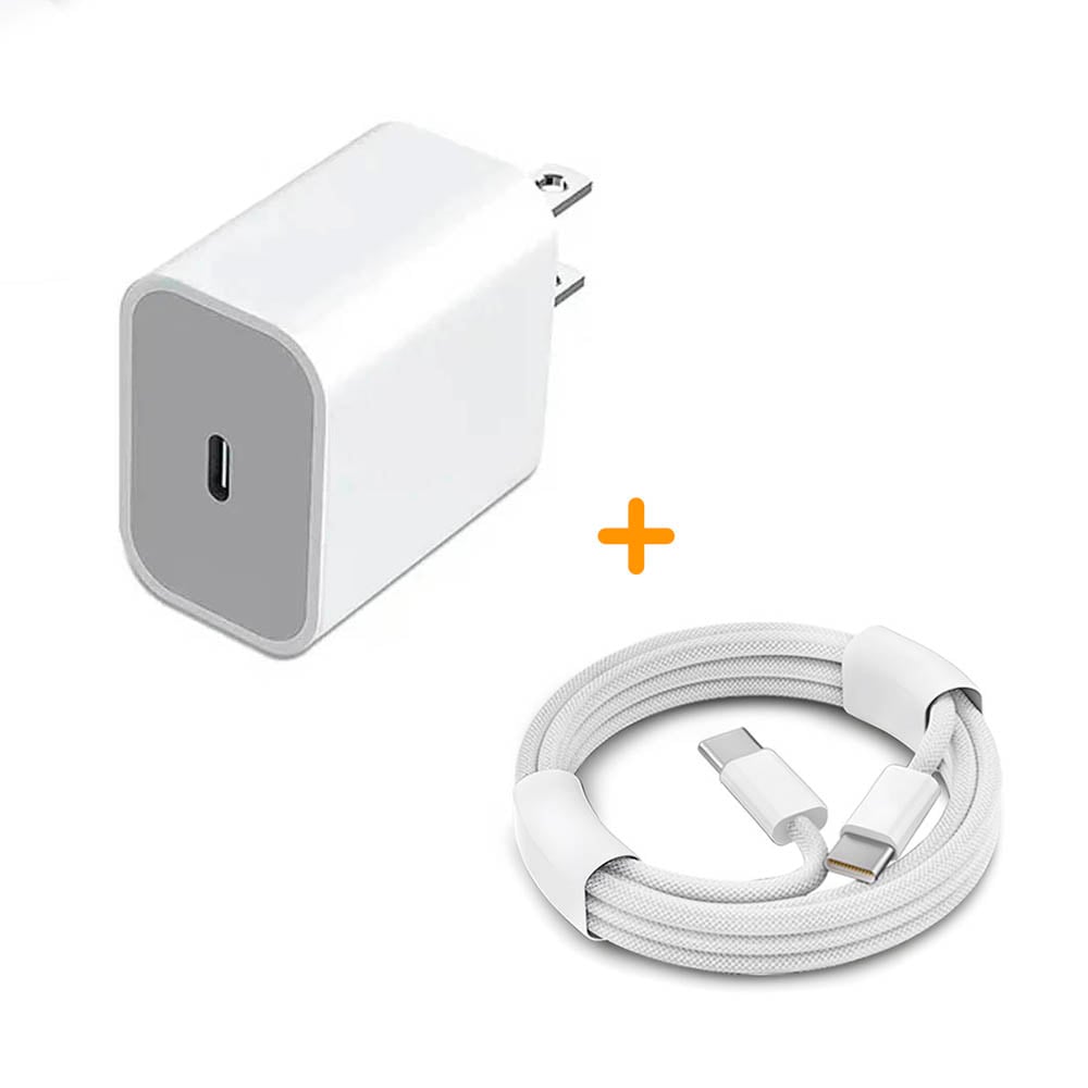 COMBO ADAPTADOR 20W Y CABLE TIPO C A C PARA IPHONE - 1