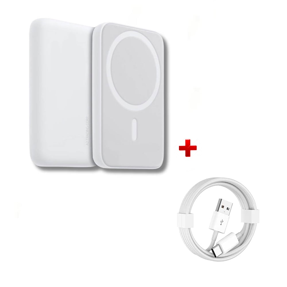 CARGADOR PORTÁTIL MAGSAFE 12000 MAH + CABLE DE CARGA USB - C ROMAX BLANCO - 1