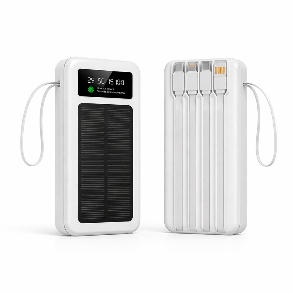 CARGADOR PORTÁTIL POWER BANK 15000 MAH DEMGEL BLANCO 4 CABLES INTEGRADOS - 1