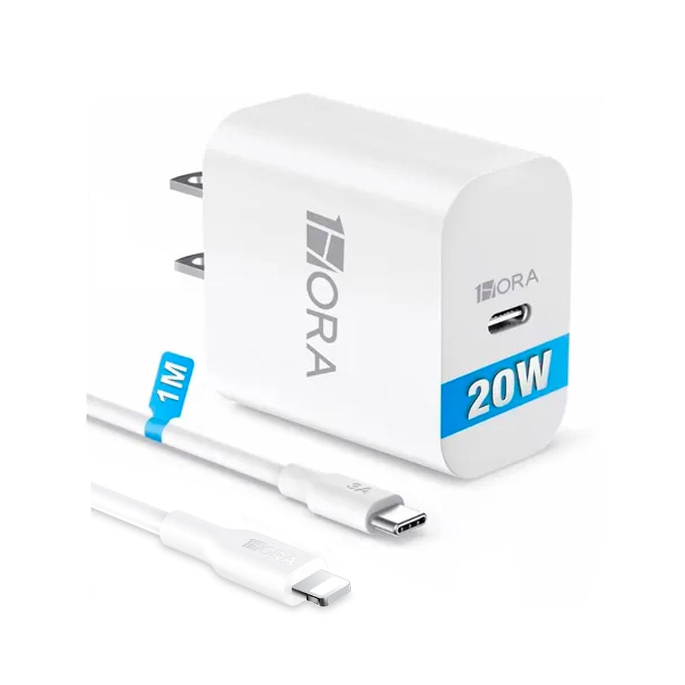 CARGADOR RÁPIDO 1HORA DE 20 W CON CABLE TIPO C A LIGHTNING - 2