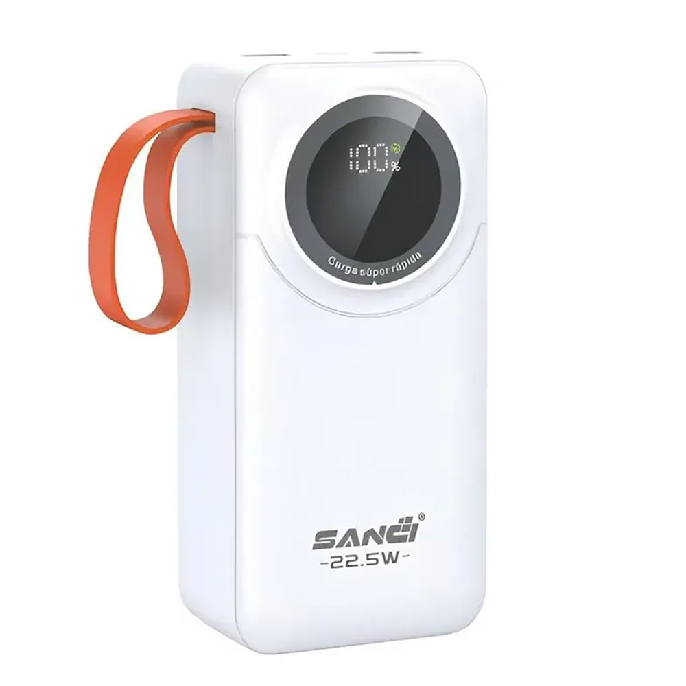 POWERBANK CARGADOR 50 000 MAH CARGA RÁPIDA 65W 4 CABLES INTEGRADOS BLANCO - 2