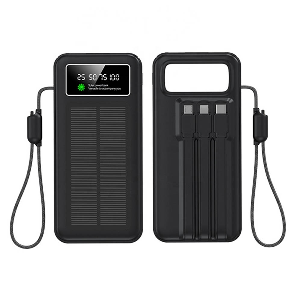 POWER BANK DEMGEL NEGRO 55 000 MAH DE2302 4 CABLES INTEGRADOS, CARGA RÁPIDA PD 25W, SOLAR Y LUZ LED - 3