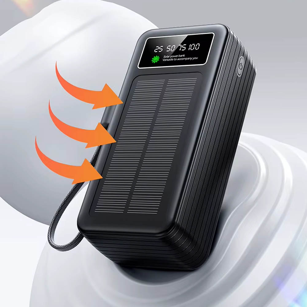 POWER BANK DEMGEL NEGRO 55 000 MAH DE2302 4 CABLES INTEGRADOS, CARGA RÁPIDA PD 25W, SOLAR Y LUZ LED - 4