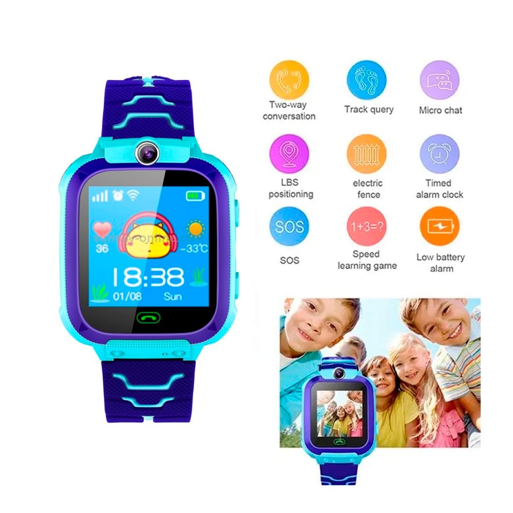 SMARTWATCH NIÑOS CON CHIP Q12 AZUL LLAMADAS, RASTREO, CÁMARA Y SOS - 2