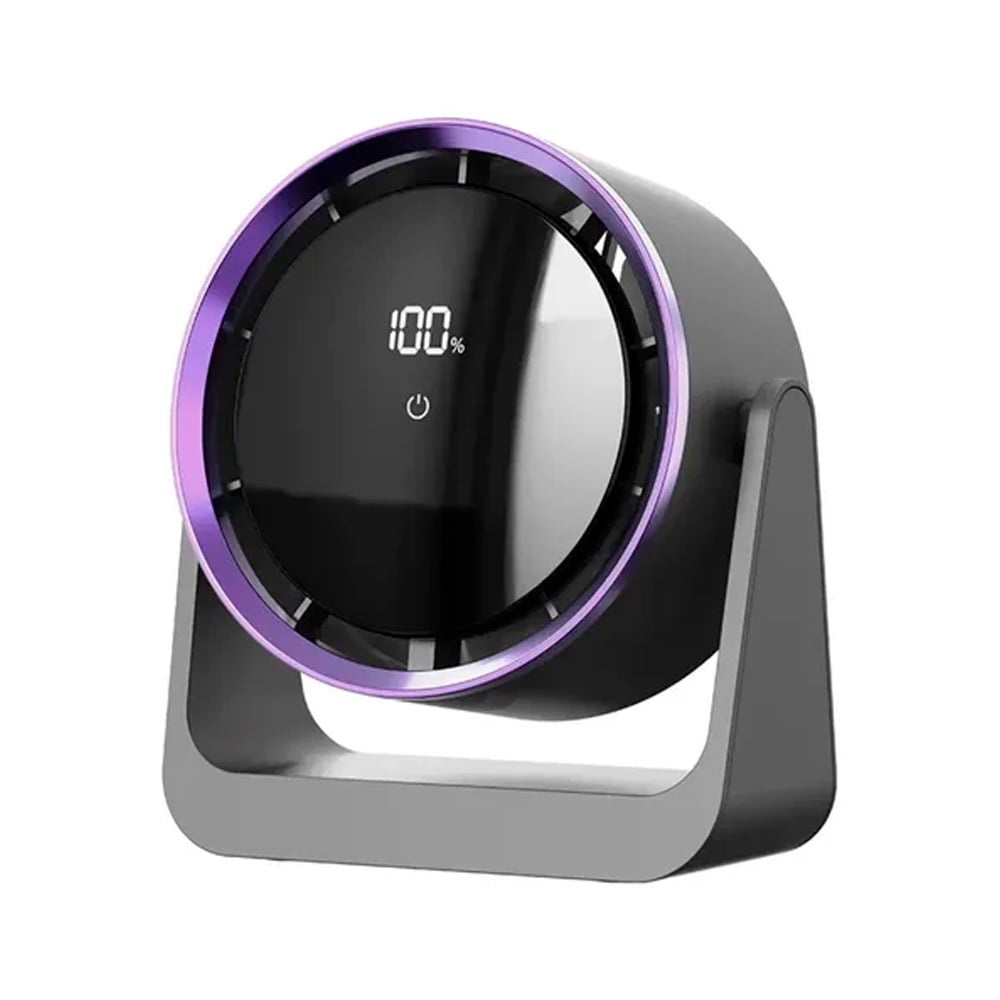VENTILADOR PORTÁTIL DE ESCRITORIO 7 ASPAS CON PANTALLA DIGITAL MORADO - 2