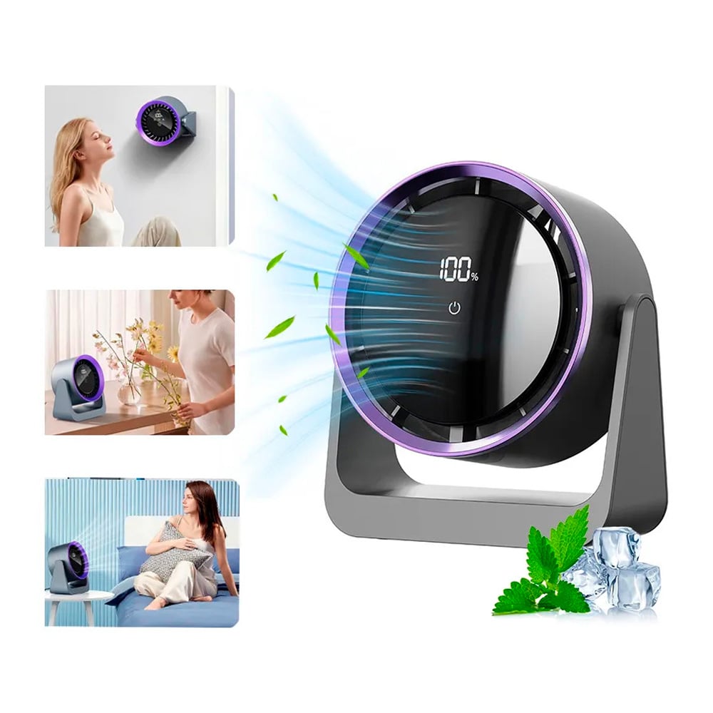 VENTILADOR PORTÁTIL DE ESCRITORIO 7 ASPAS CON PANTALLA DIGITAL MORADO - 5