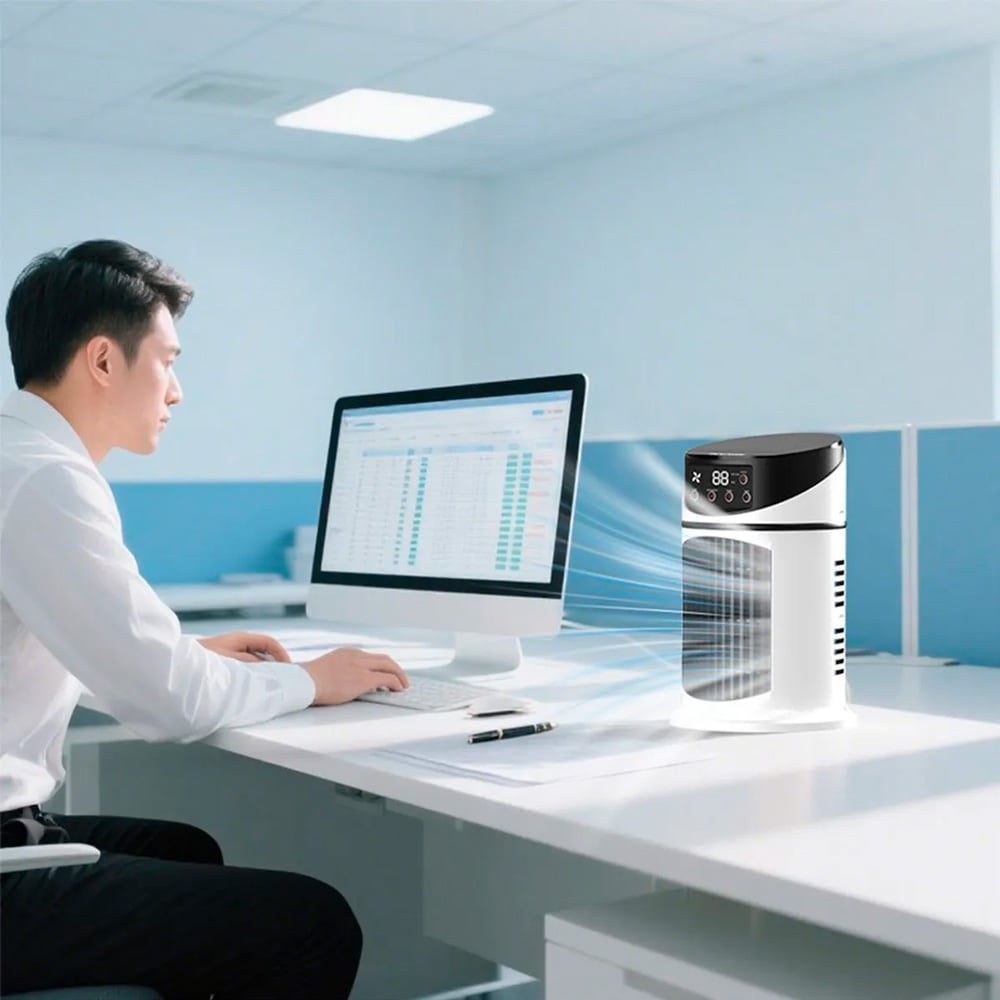 ENFRIADOR DE AIRE PORTÁTIL CON PANEL DIGITAL RGB BLANCO - 4