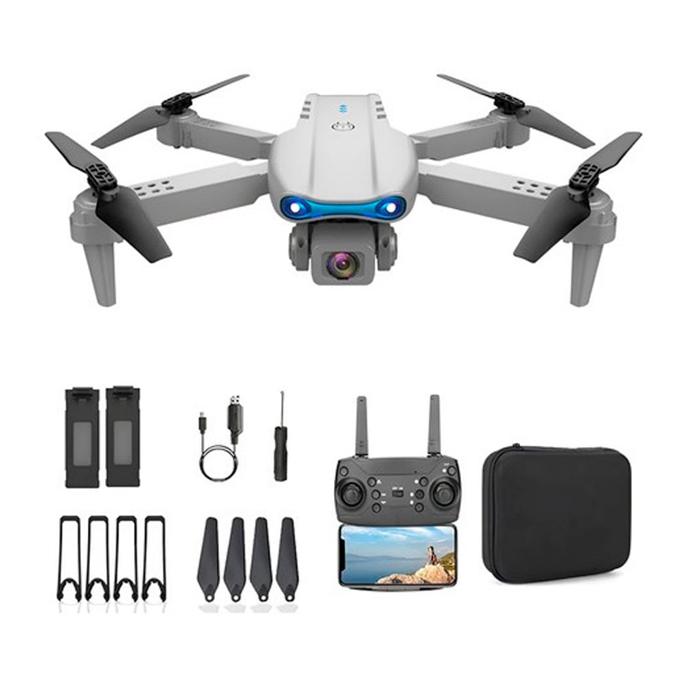DRONE E99 PRO DOBLE CÁMARA FHD LED GRIS NUEVO MÁS KIT DE ACCESORIOS - 1