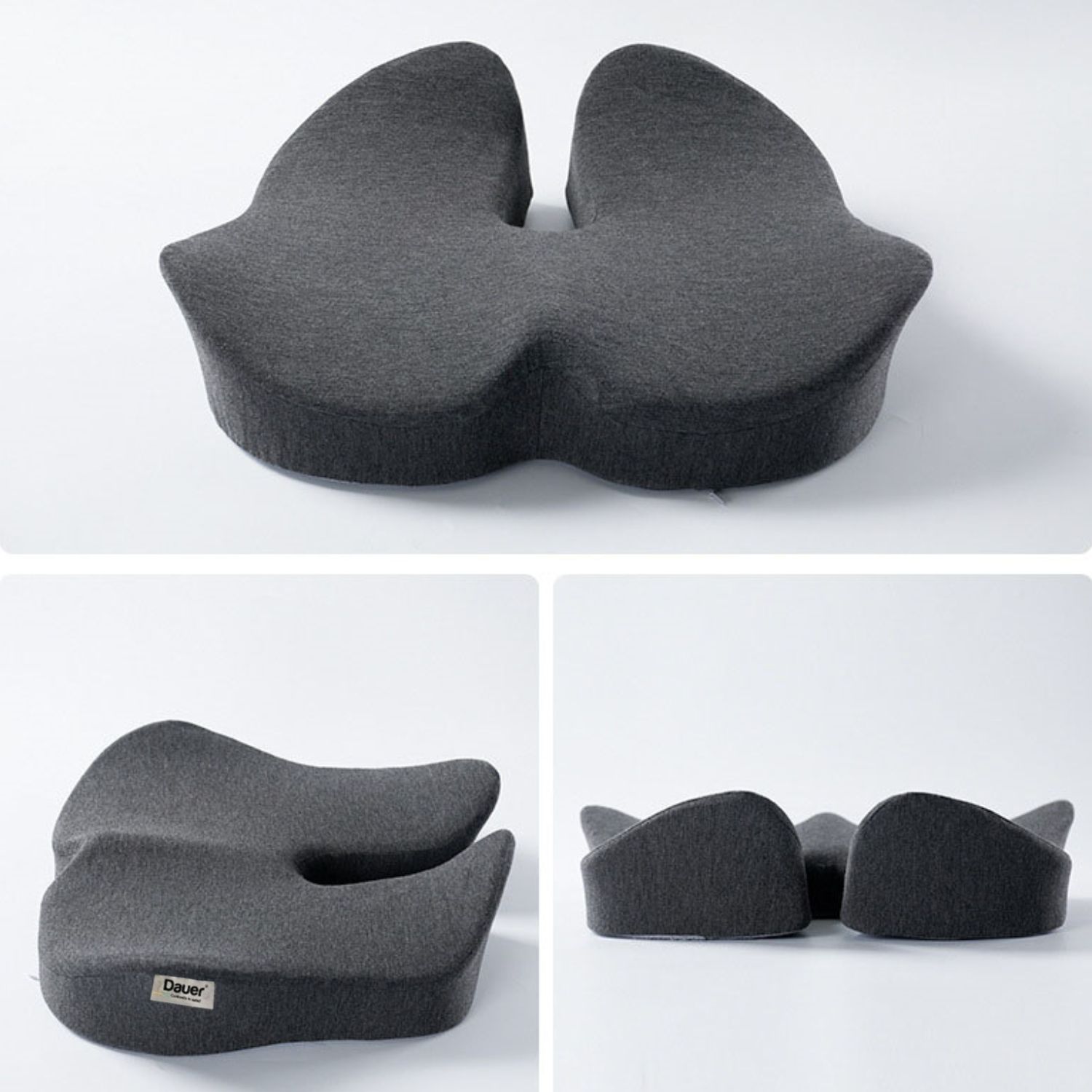 ASIENTO COJÍN 3D ERGONÓMICO DAUER NEGRO BAMBÚ MEJORA LA POSTURA FORRO SUAVE Y ASA DE TRANSPORTE - 4