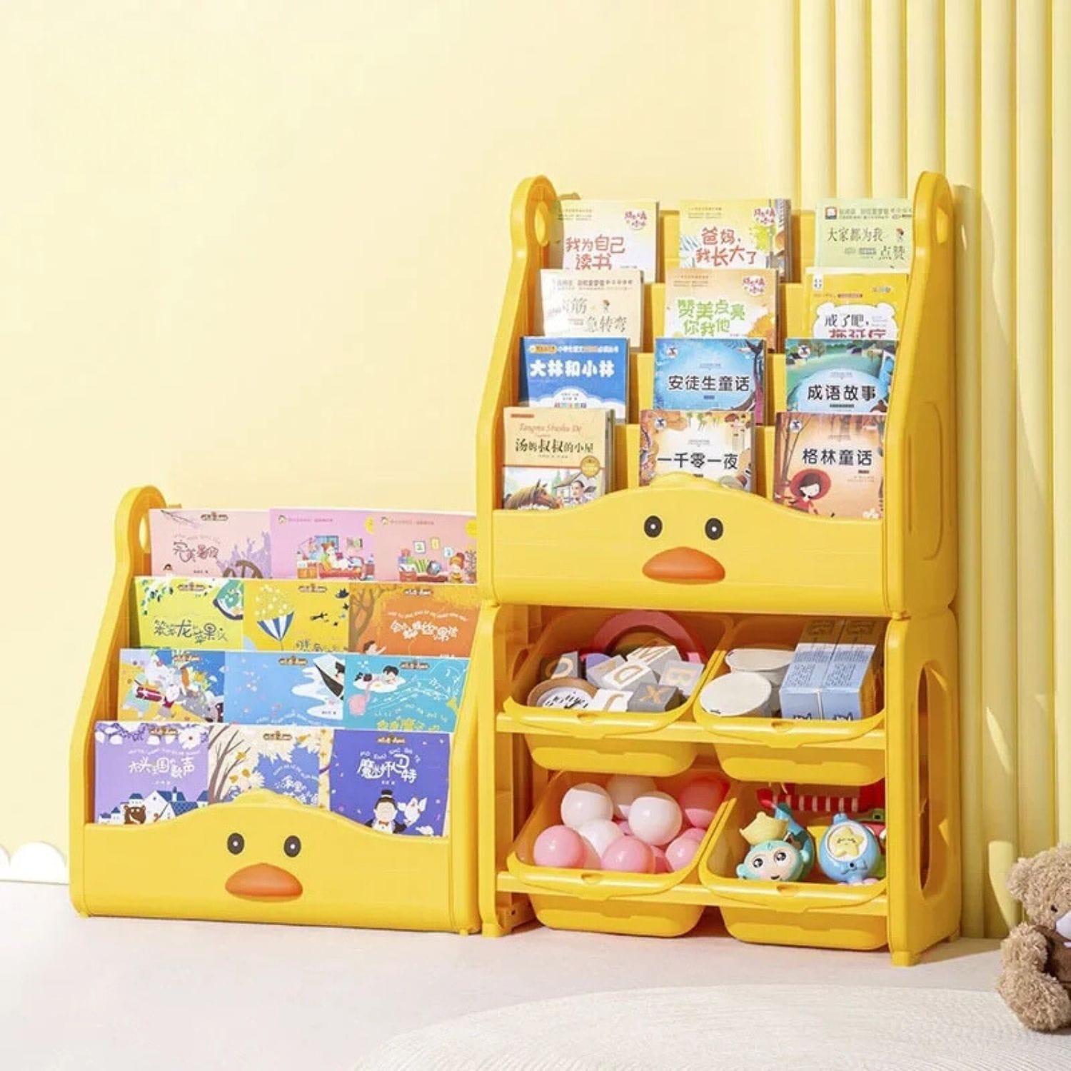 ORGANIZADOR DE LIBROS CON REPISAS PARA JUGUETES LEGOS INFANTIL UNISEX PATITO - 1