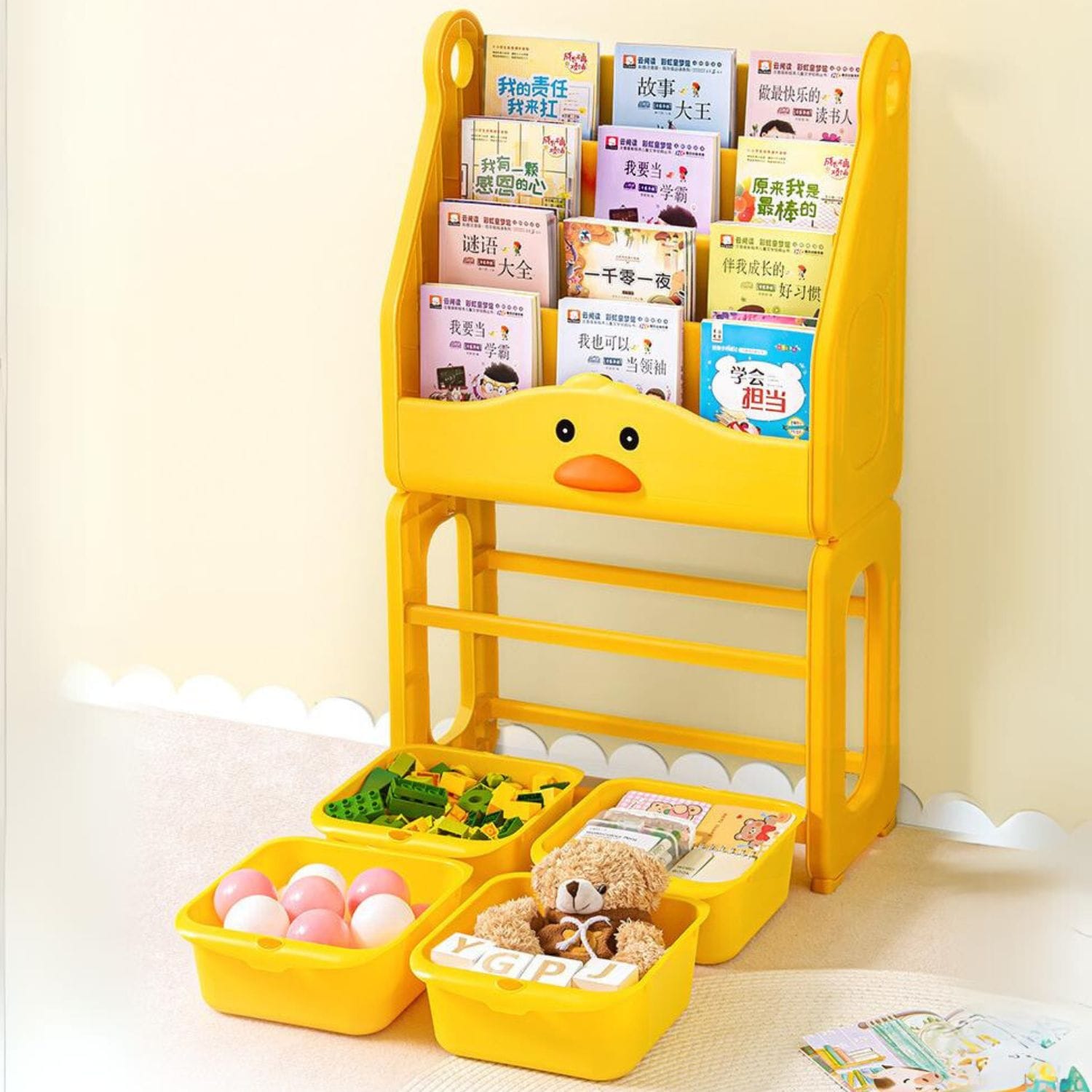 ORGANIZADOR DE LIBROS CON REPISAS PARA JUGUETES LEGOS INFANTIL UNISEX PATITO - 2