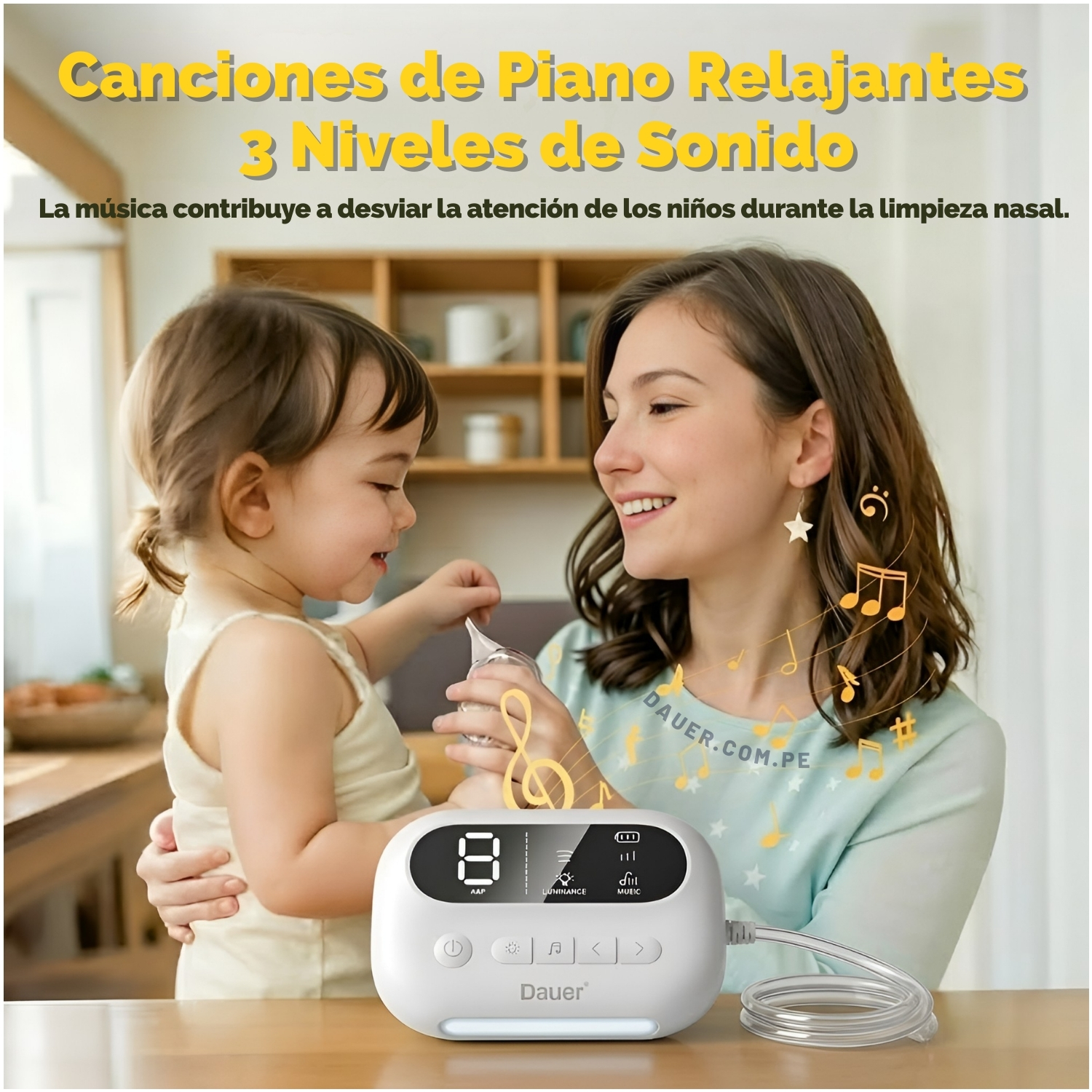 SUCCIONADOR NASAL ELÉCTRICO PROFESIONAL MUSICAL 9 NIVELES SACA MOCOS CON BOQUILLAS Y LUZ NOCTURNA - 2