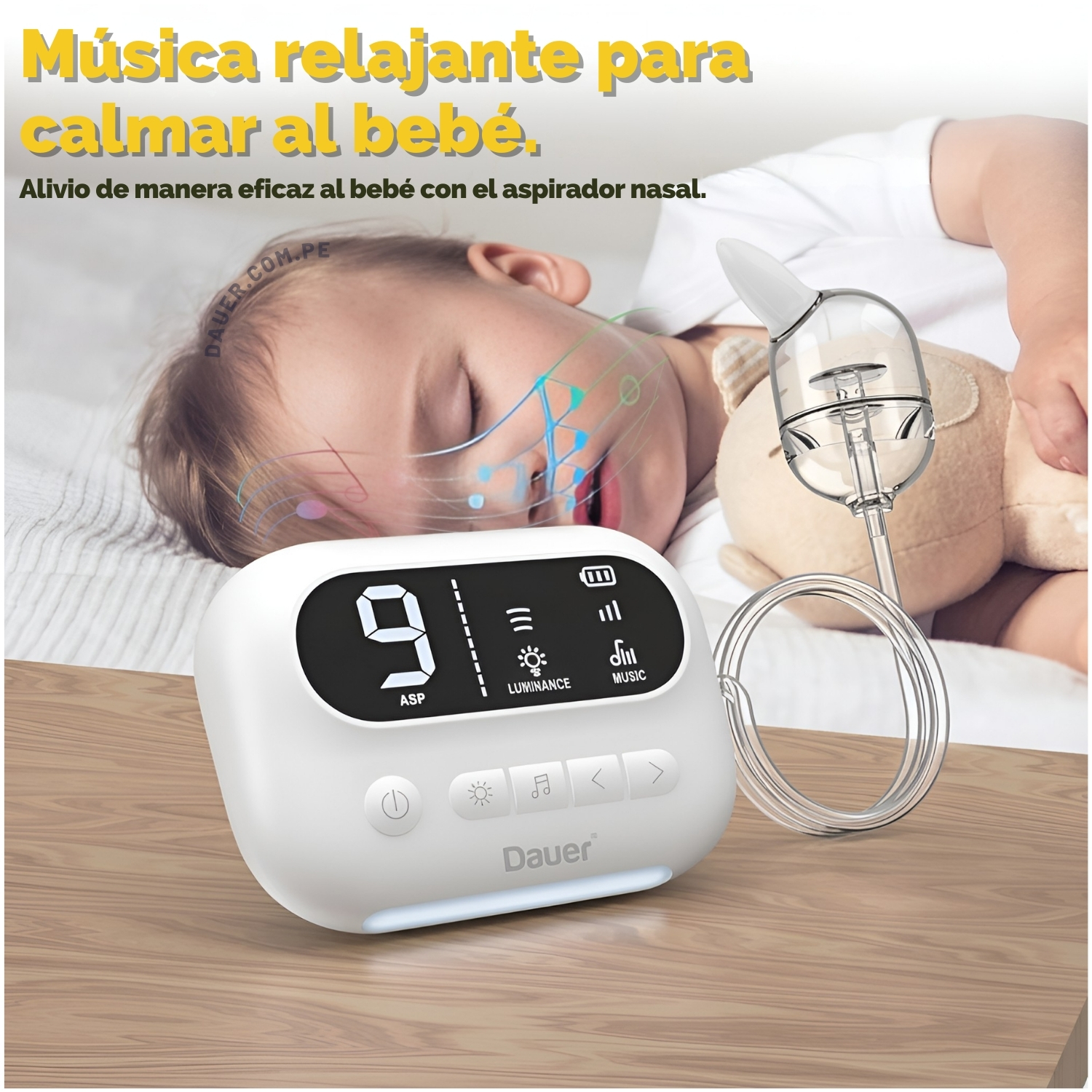SUCCIONADOR NASAL ELÉCTRICO PROFESIONAL MUSICAL 9 NIVELES SACA MOCOS CON BOQUILLAS Y LUZ NOCTURNA - 5