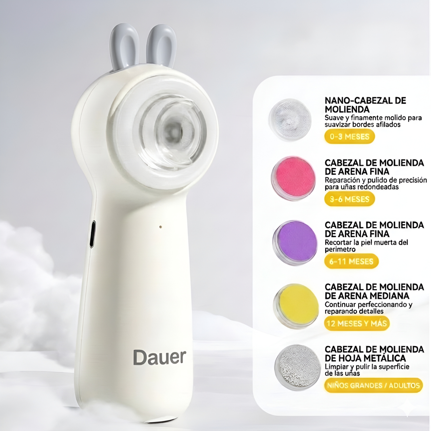 KIT 2 EN 1 PULIDOR UÑAS BEBÉ RECARGABLE + CORTAÚÑAS CON LUZ LED, SILENCIOSO CON ESTUCHE Y RECOLECTOR - 2