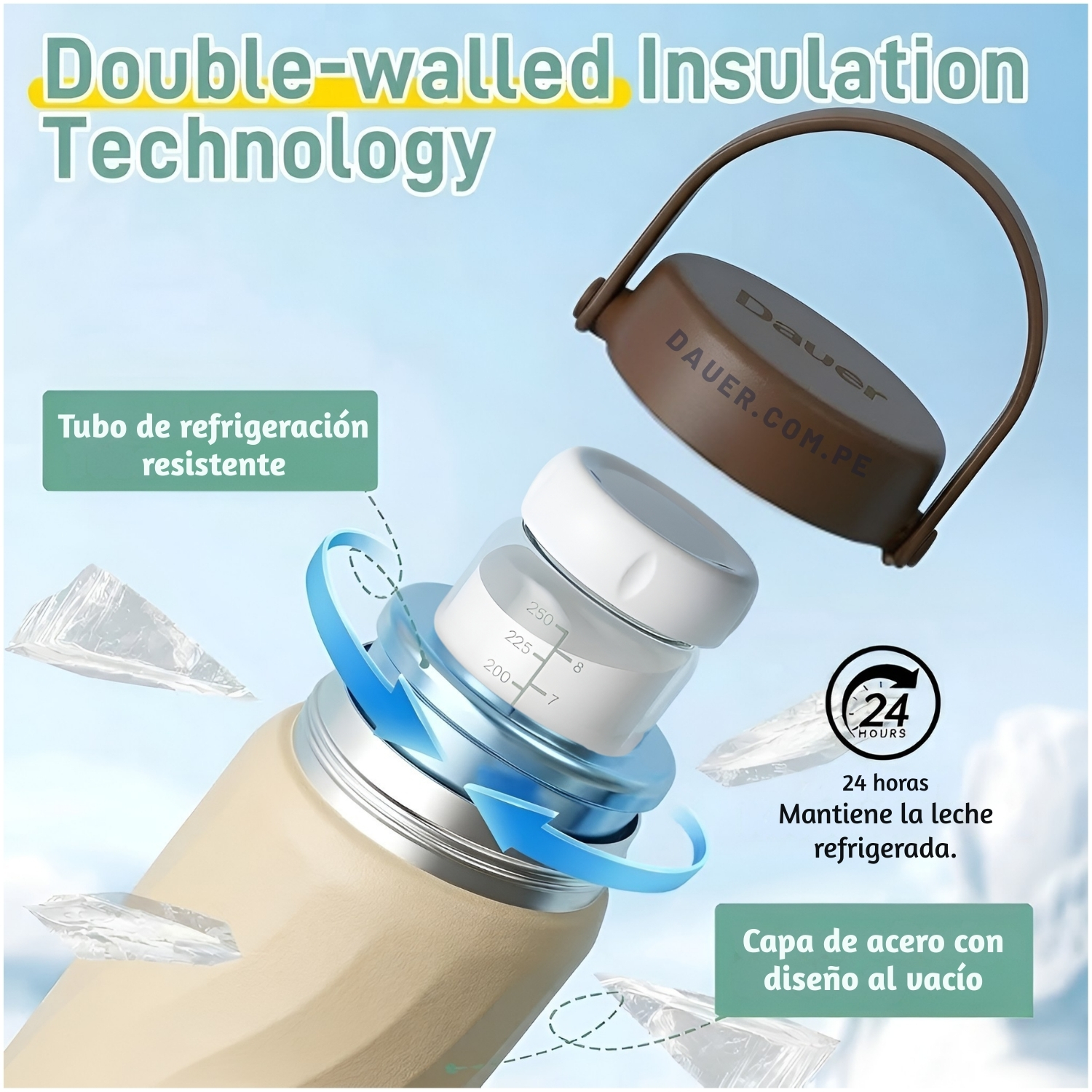COOLER PORTATIL MULTIFUNCIONAL CONSERVADOR TÉRMICO DUAL DE ACERO INOX TEMP SET COMPLETO + 2 FRASCOS DE ALMACENAMIENTO - 3