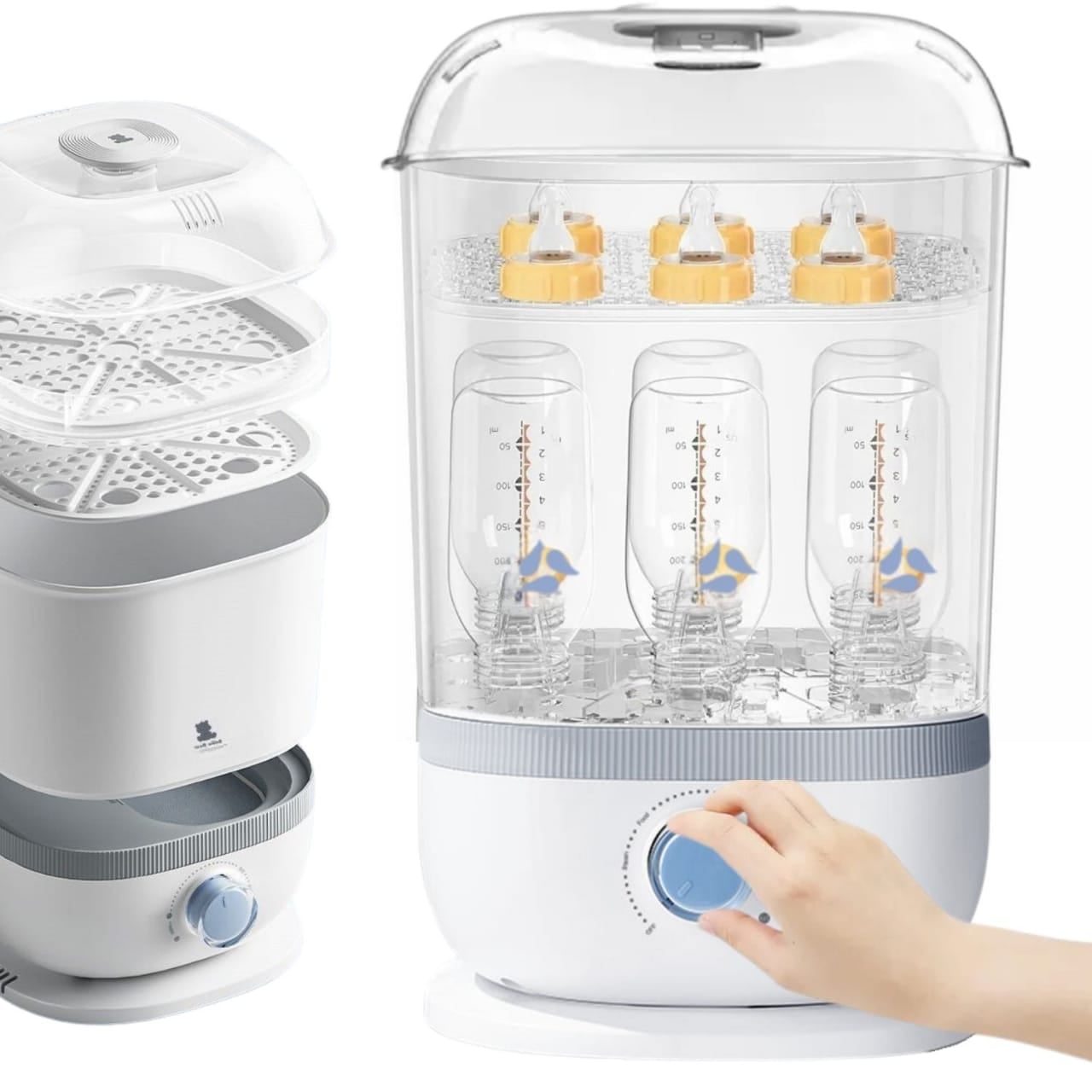 ESTERILIZADOR Y SECADOR DE BIBERONES CON VAPORIZADOR, DISPOSITIVO 3 EN 1 MULTIFUNCIONAL PARA BEBES - 1