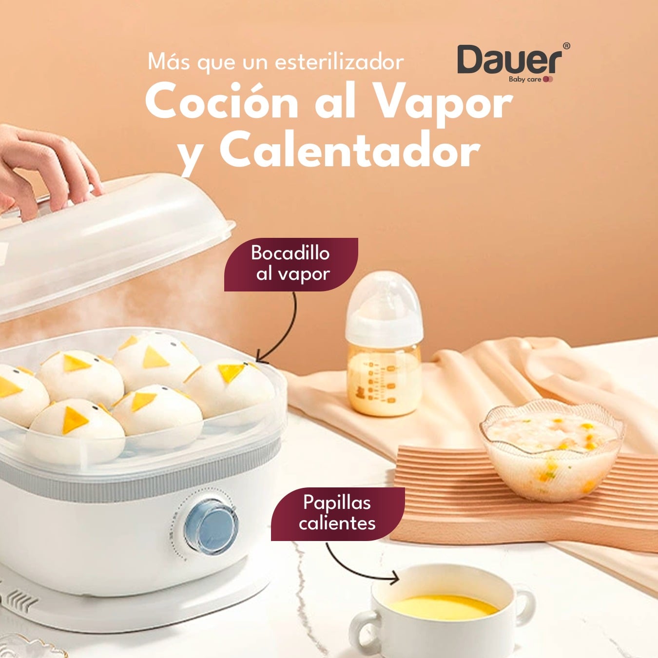ESTERILIZADOR Y SECADOR DE BIBERONES CON VAPORIZADOR, DISPOSITIVO 3 EN 1 MULTIFUNCIONAL PARA BEBES - 4