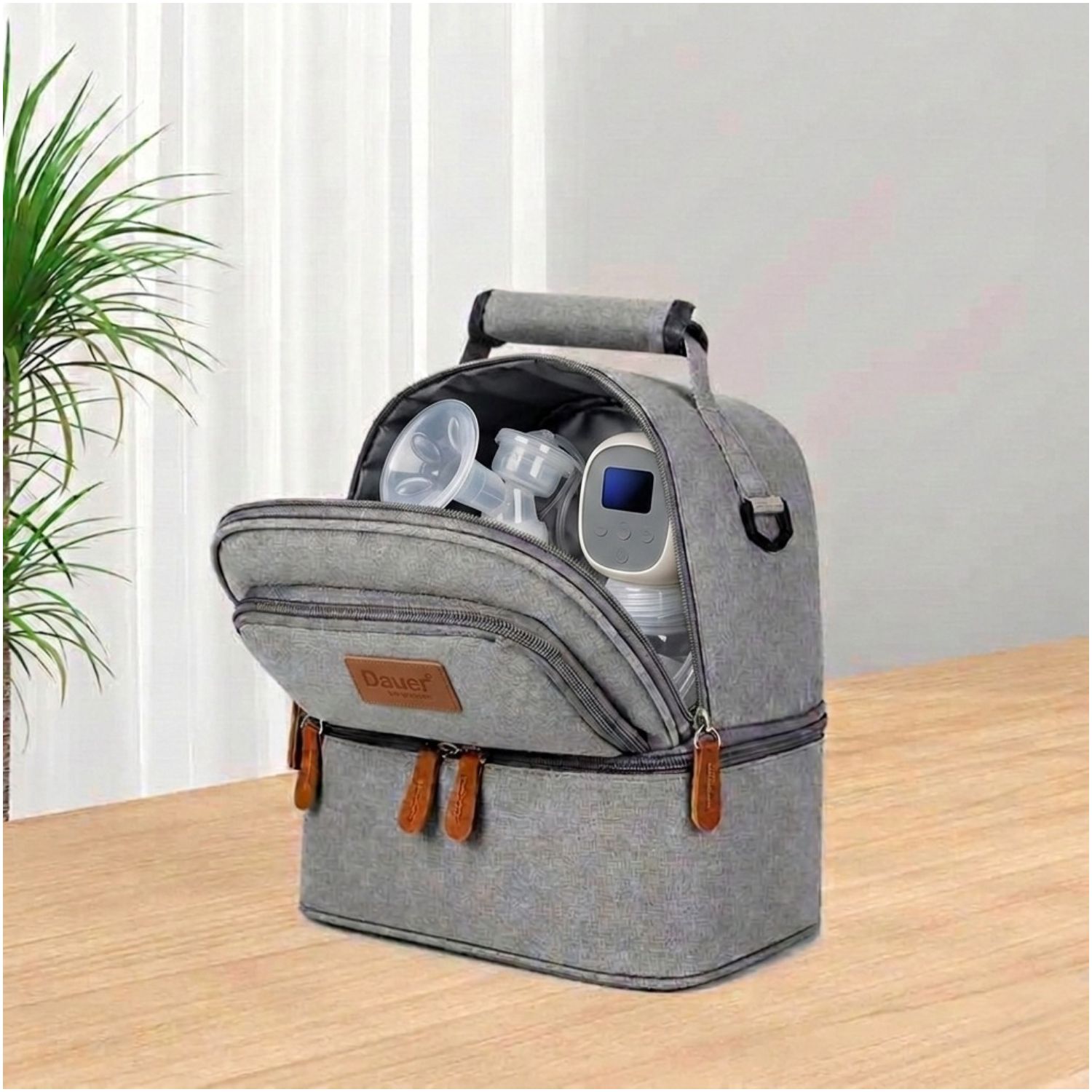 COOLER BAG DE LECHE BOLSO CONSERVADOR TÉRMICO PLOMO + 2PORTA HIELO CONTORNEADO - 5