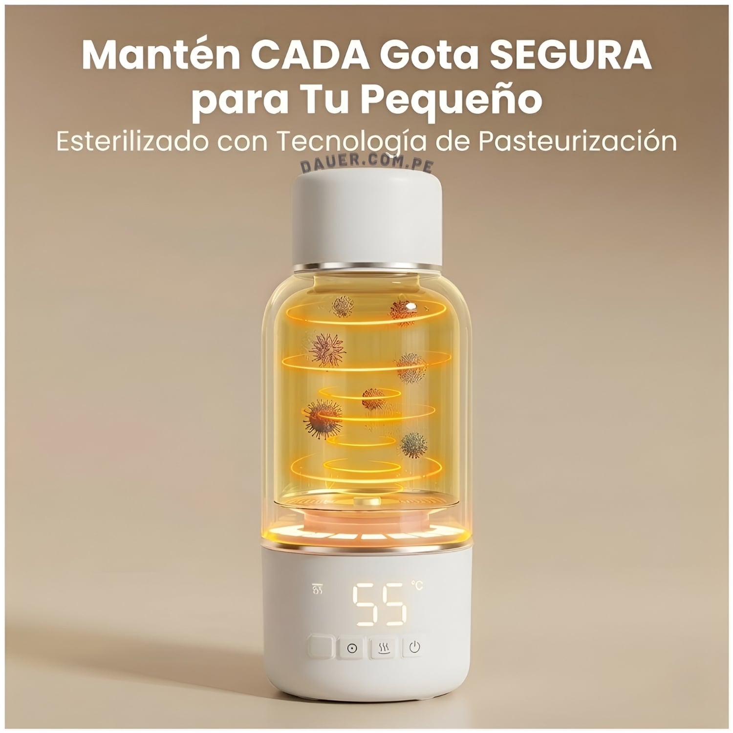 TERMO CALENTADOR DE LECHE PORTÁTIL RECARGABLE INALÁMBRICO DE 35C-55C 500ML + CARGA RÁPIDA - 2