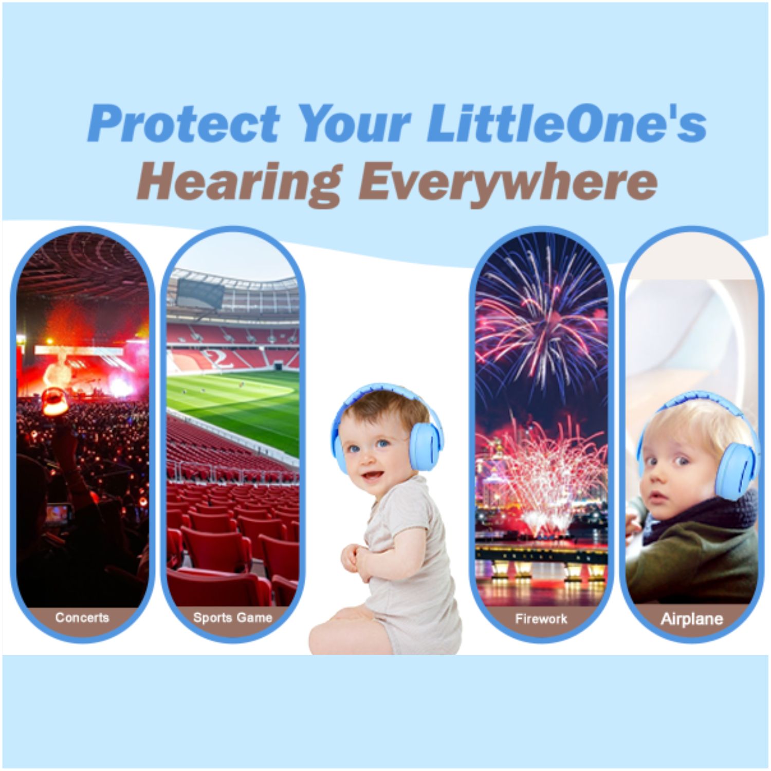 AUDÍFONOS ANTI RUIDO 2 EN 1 BEBES Y NIÑOS PROTECCIÓN AUDITIVA VINCHA AJUSTABLE BLANCO - 6