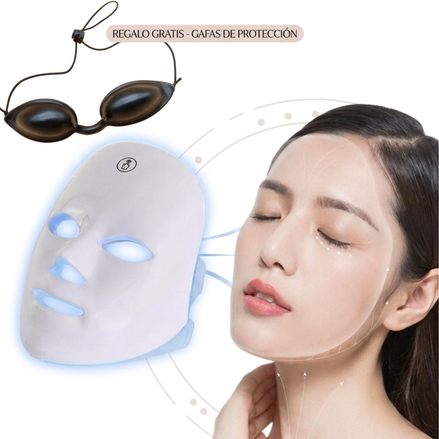 MÁSCARA LED FACIAL 7 EN 1 RECARGABLE CON GAFAS DE PROTECCIÓN DE REGALO - 1