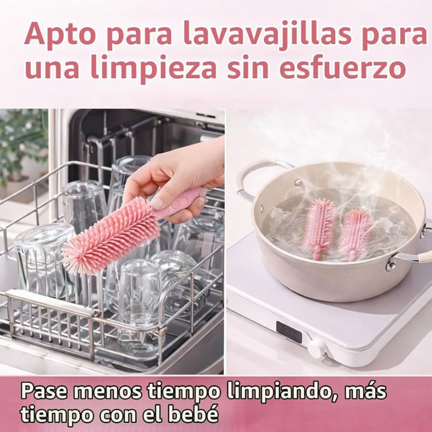 KIT LIMPIADOR DE BIBERONES PORTATIL OSITO MULTIFUNCIONAL 5 EN 1 DE SILICONA CON ESTUCHE ROS - 5