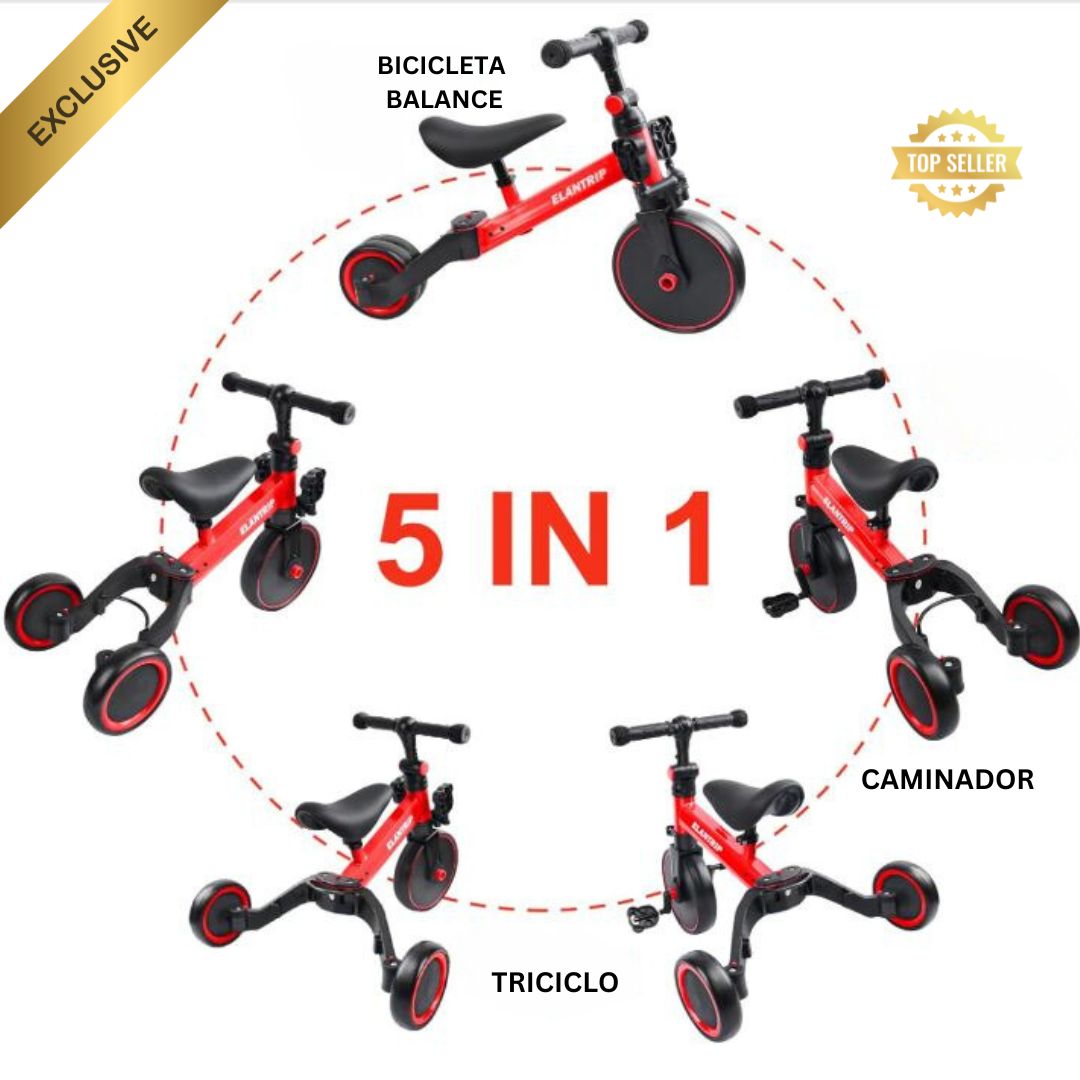 BICICLETA TRICICLO HELIOS ECOGRILL BLANCO 5 EN 1 PLEGABLE NIÑOS - 5