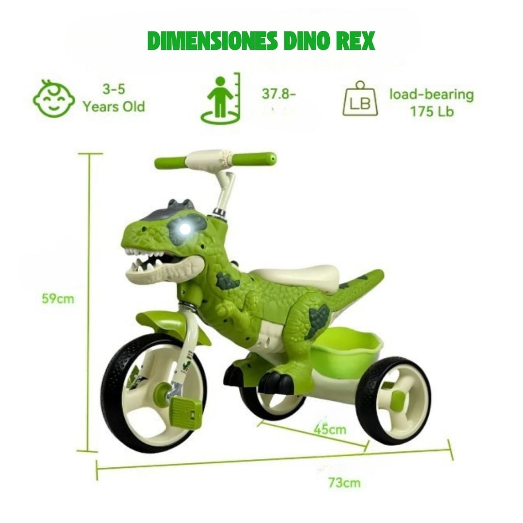 TRICICLO DINOSAURIO REX MUSICAL Y LED PARA NIÑOS - 3