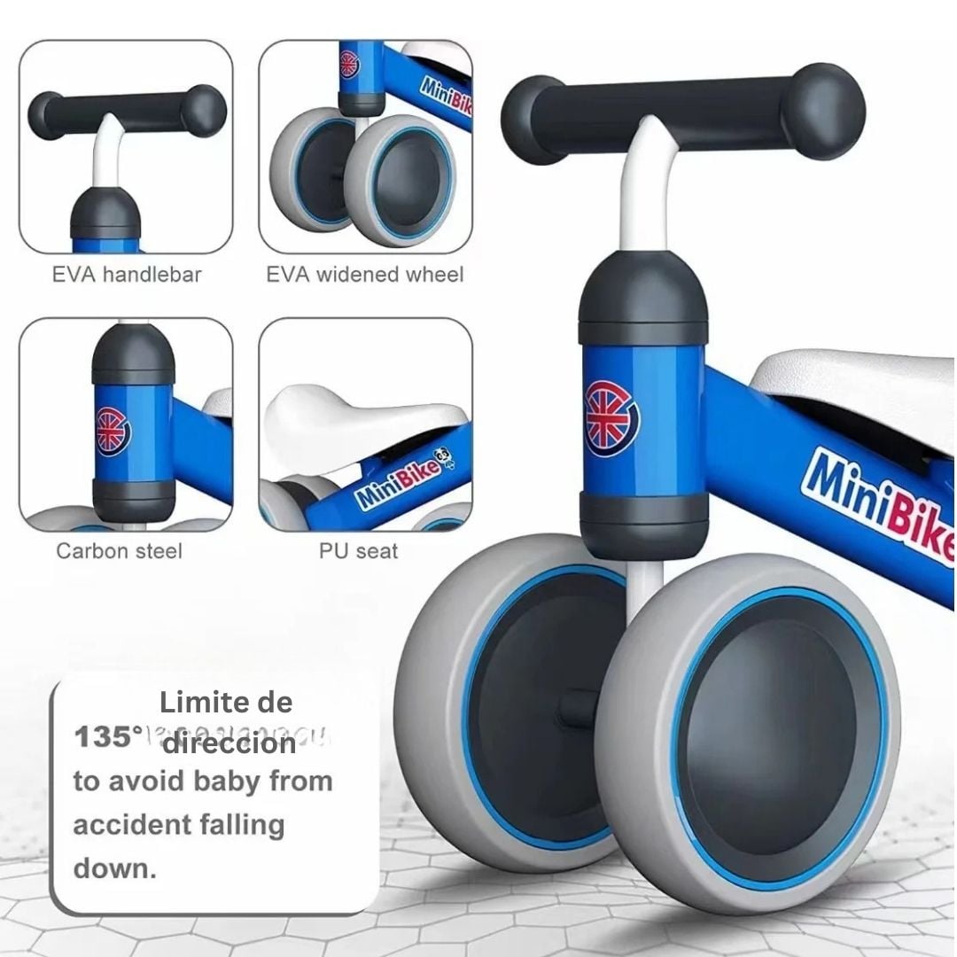 BICICLETA TRICICLO CORREPASILLOS PARA NIÑOS - AZUL - 3
