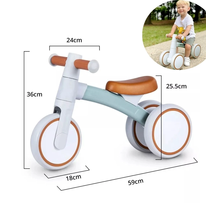 BICICLETA CORREPASILLOS PARA NIÑOS  PREMIUM 3 RUEDAS VERDE - 2