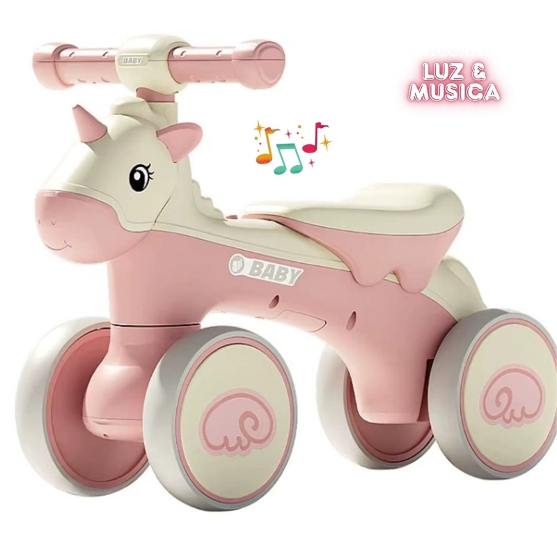 BICICLETA SCOOTER UNICORNIO PARA NIÑOS CON LUCES Y MUSICA - ROSADO - 1