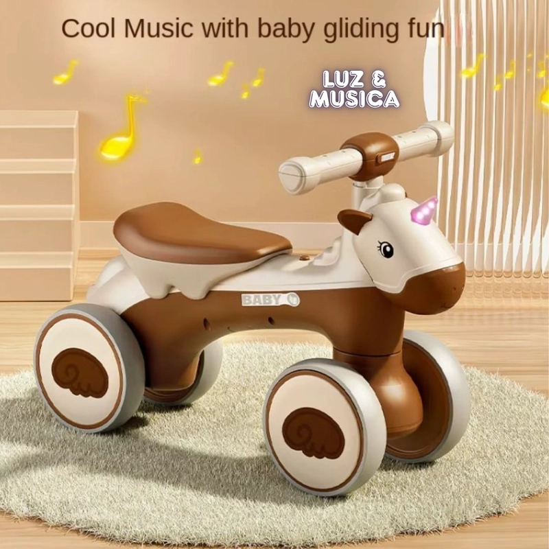 BICICLETA SCOOTER UNICORNIO PARA NIÑOS CON LUCES Y MUSICA - COFFE - 2