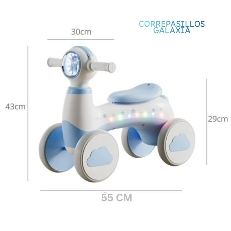 TRICICLO CORREPASILLOS ESPACIAL MUSICAL Y LUZ PARA NIÑOS COLOR CELESTE - 2