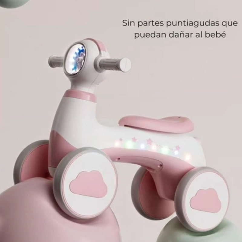 TRICICLO CORREPASILLOS ESPACIAL MUSICAL Y LUZ PARA NIÑOS COLOR ROSADO - 2