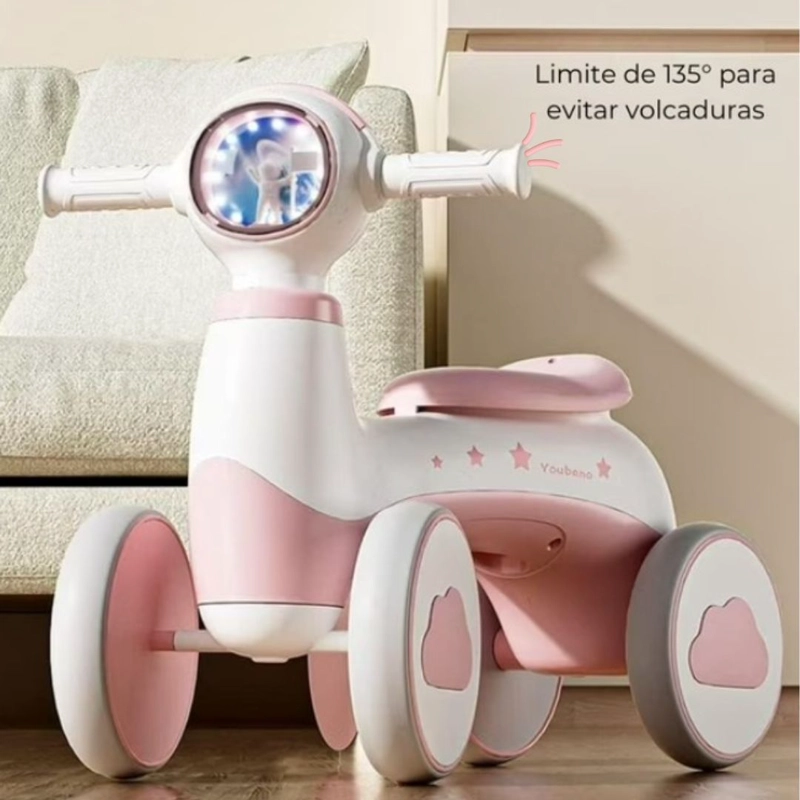 TRICICLO CORREPASILLOS ESPACIAL MUSICAL Y LUZ PARA NIÑOS COLOR ROSADO - 3