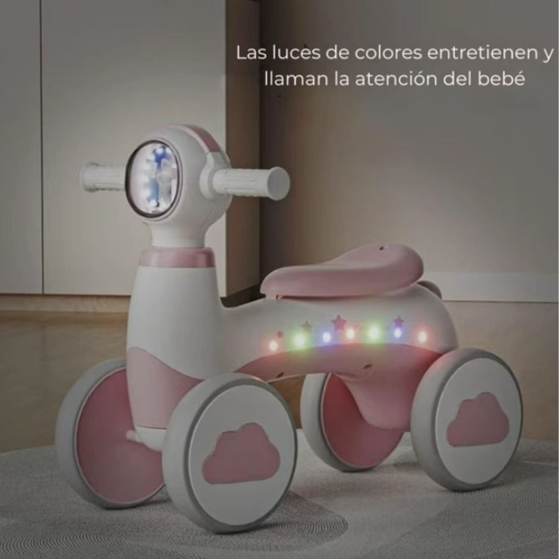 TRICICLO CORREPASILLOS ESPACIAL MUSICAL Y LUZ PARA NIÑOS COLOR ROSADO - 4