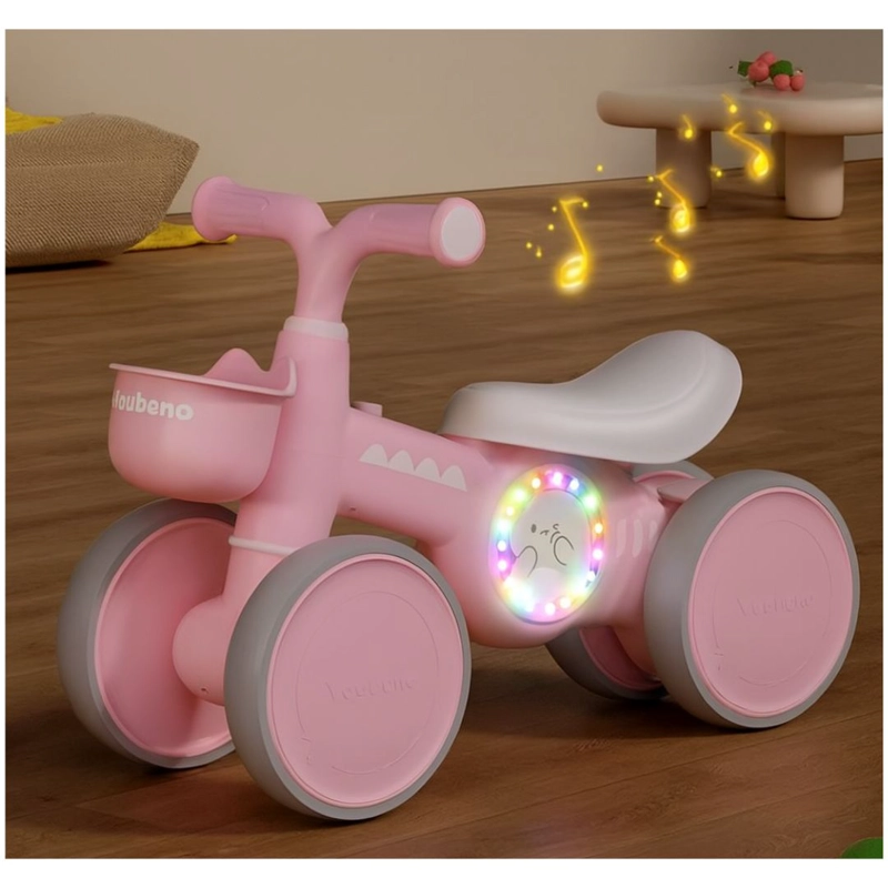 TRICICLO CORREPASILLOS SCOOTER DINO MUSICAL Y LUZ PARA NIÑOS COLOR ROSADO - 2