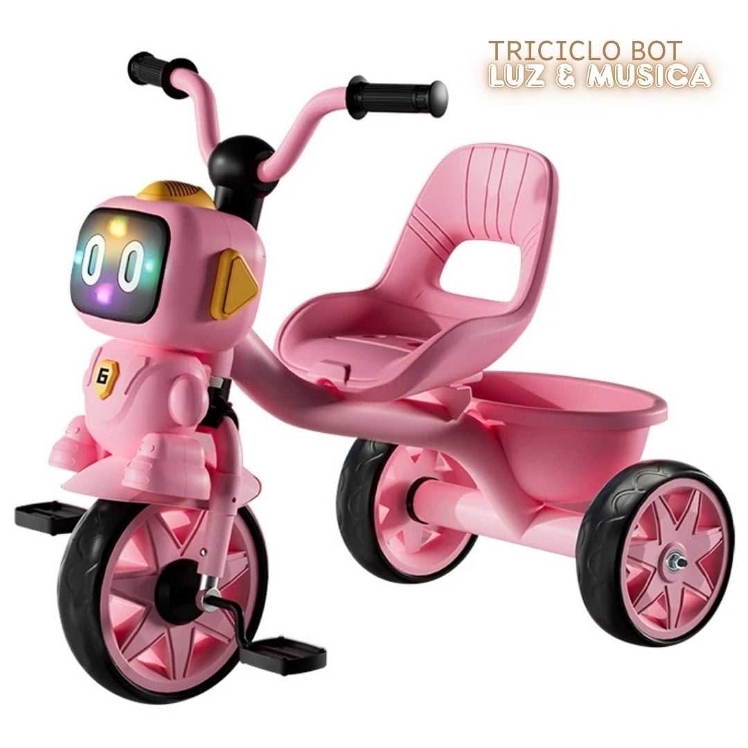TRICICLO PARA NIÑOS TRICYBOT MUSICAL Y LUZ COLOR ROSADO - 1